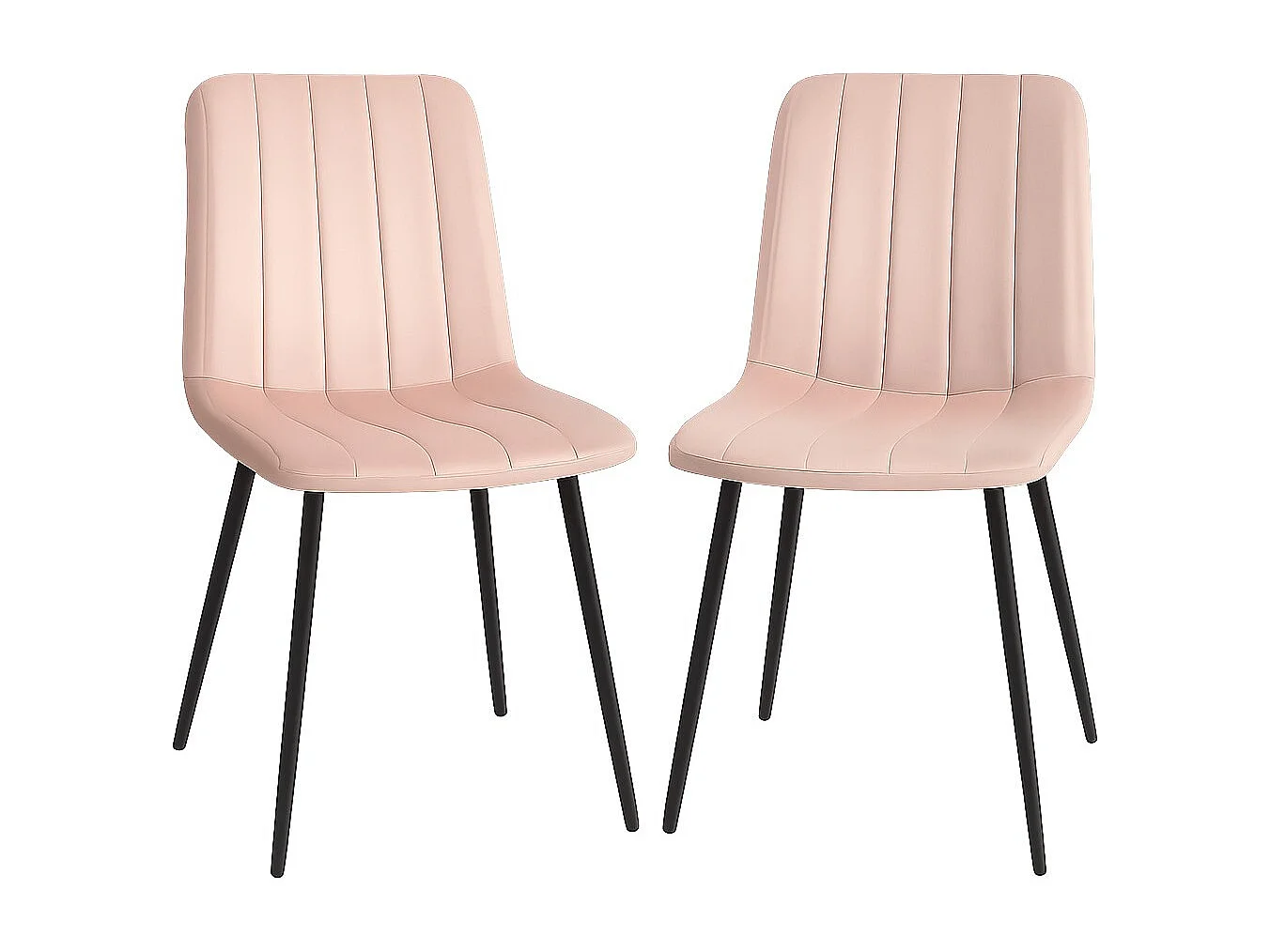 Juego de 2 sillas LONDA – Terciopelo y patas de acero negro-Rosa claro