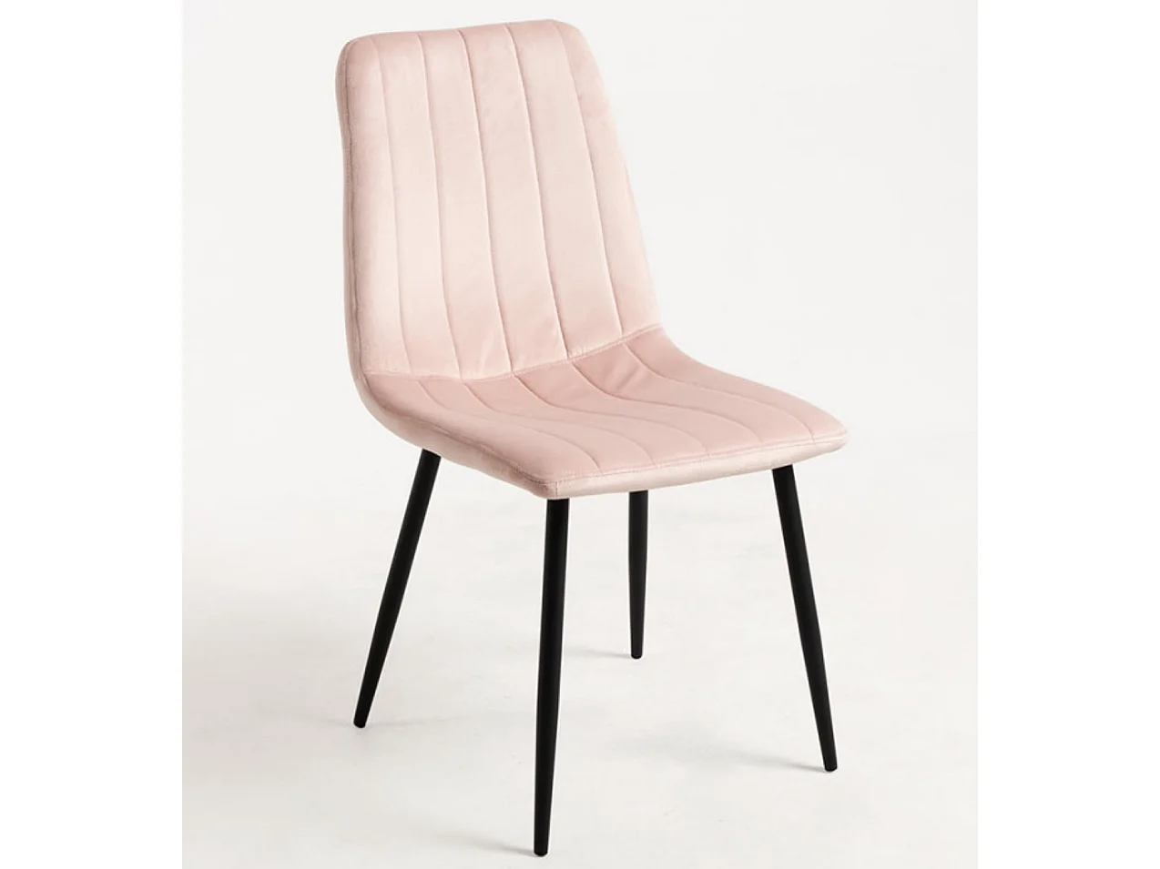 Juego de 2 sillas LONDA – Terciopelo y patas de acero negro-Rosa claro