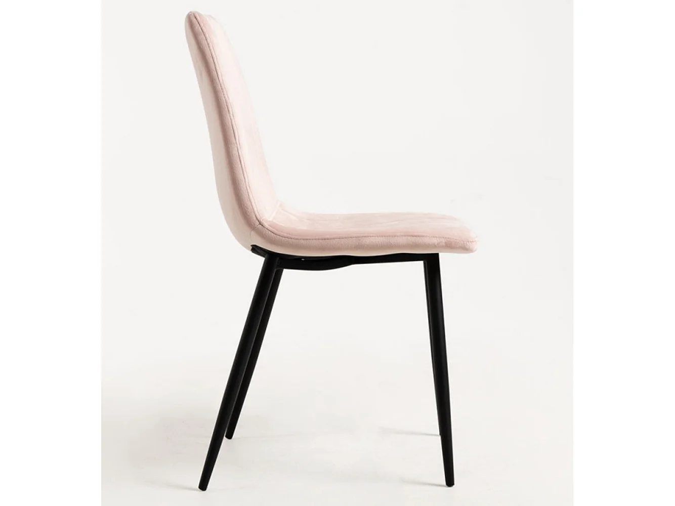 Juego de 2 sillas LONDA – Terciopelo y patas de acero negro-Rosa claro