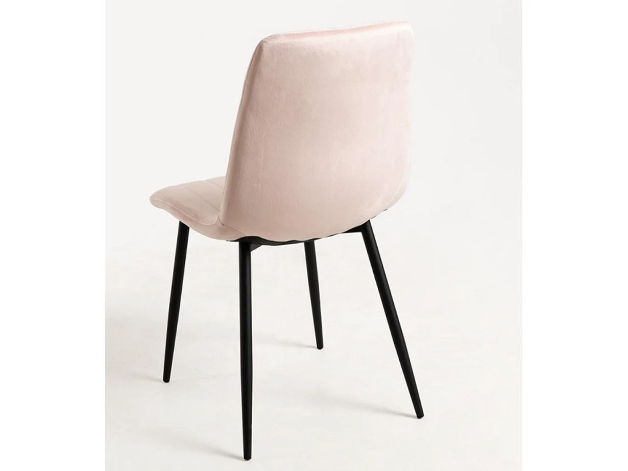 Juego de 2 sillas LONDA – Terciopelo y patas de acero negro-Rosa claro