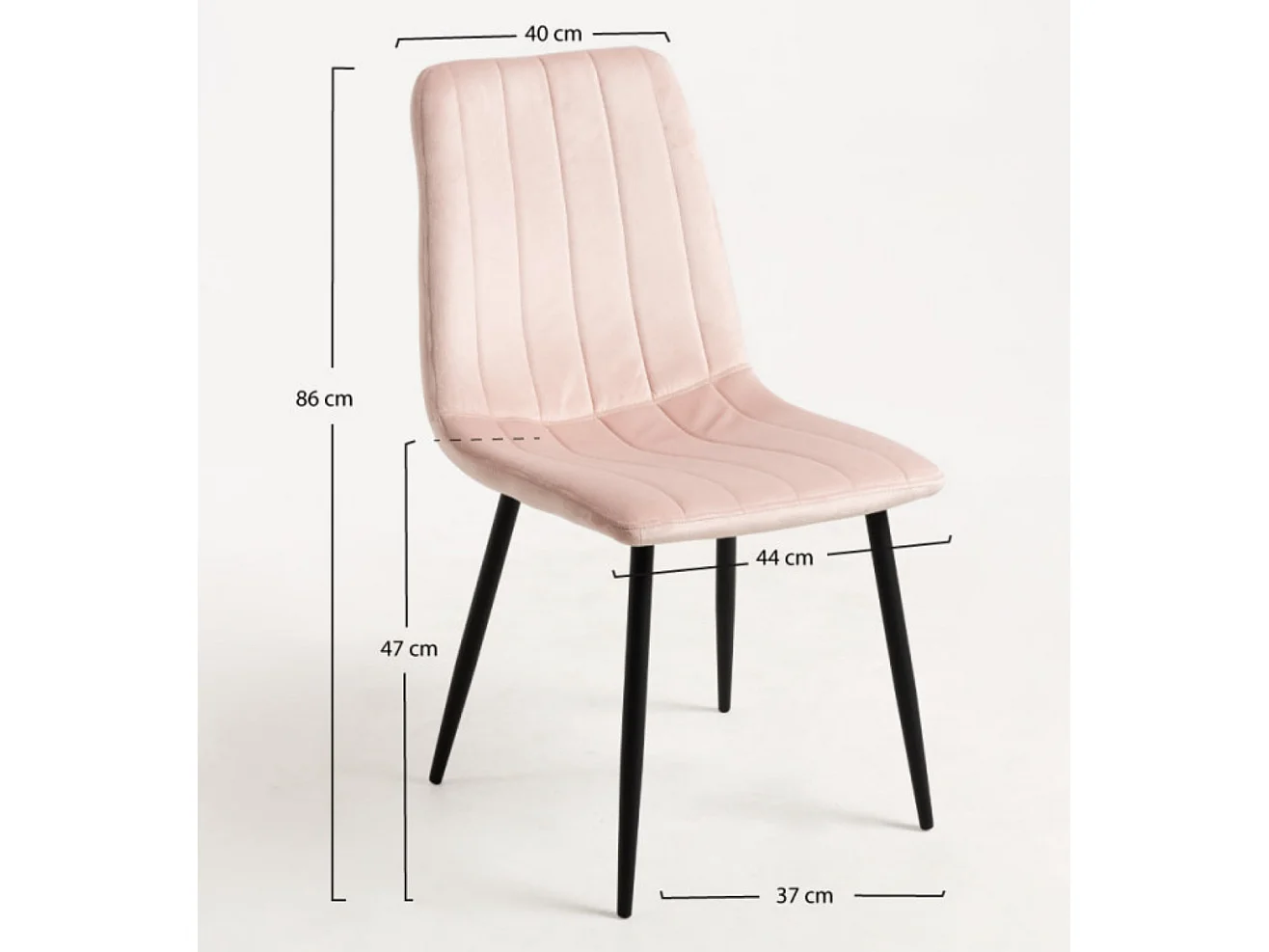 Juego de 2 sillas LONDA – Terciopelo y patas de acero negro-Rosa claro