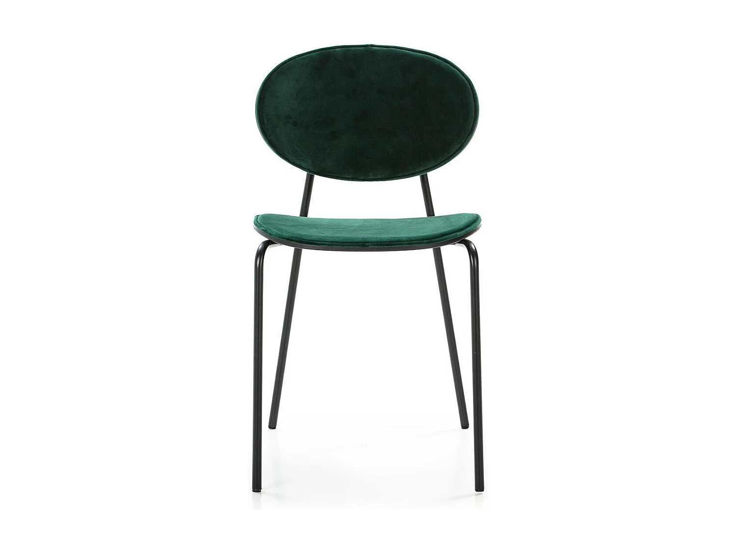 Lyam groen fluwelen eetkamerstoel en zwart metalen poten