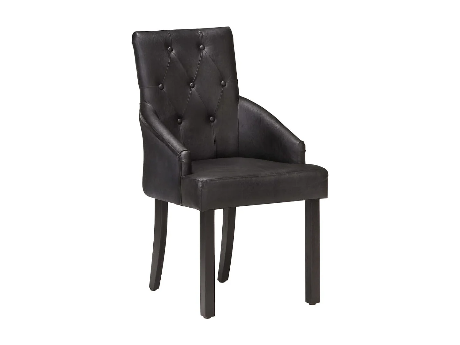 Chaise de salle à manger 2 pc Noir Cuir de chèvre véritable