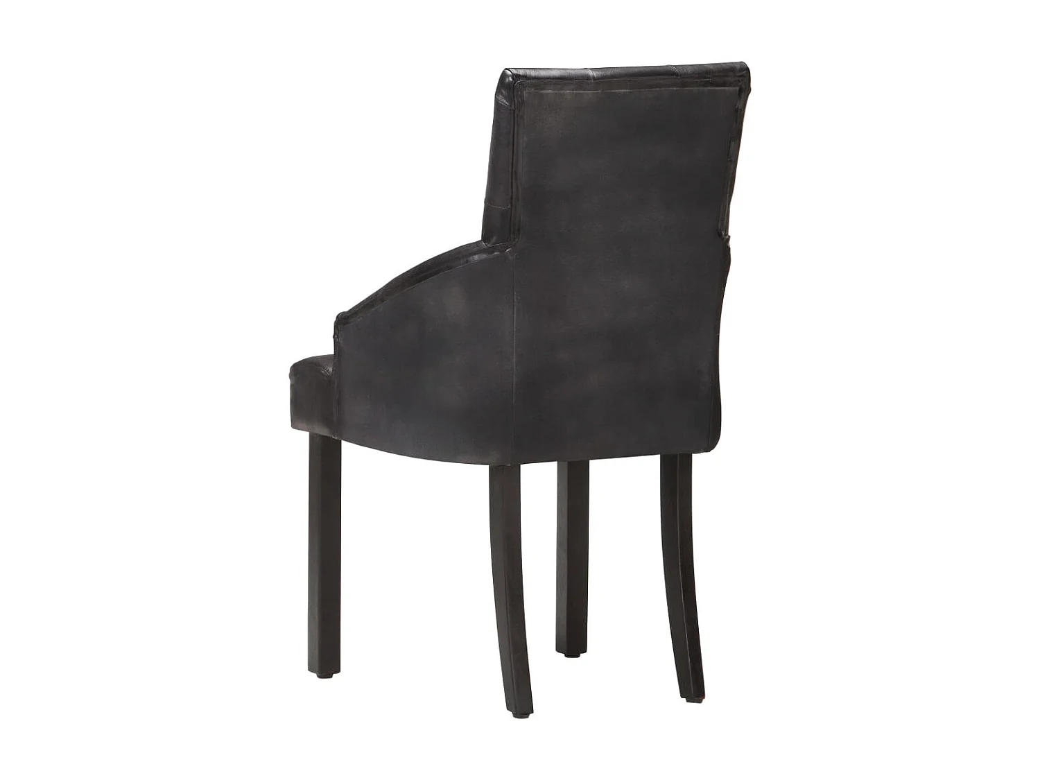 Chaise de salle à manger 2 pc Noir Cuir de chèvre véritable
