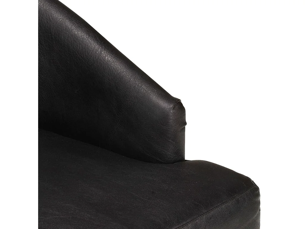 Chaise de salle à manger 2 pc Noir Cuir de chèvre véritable