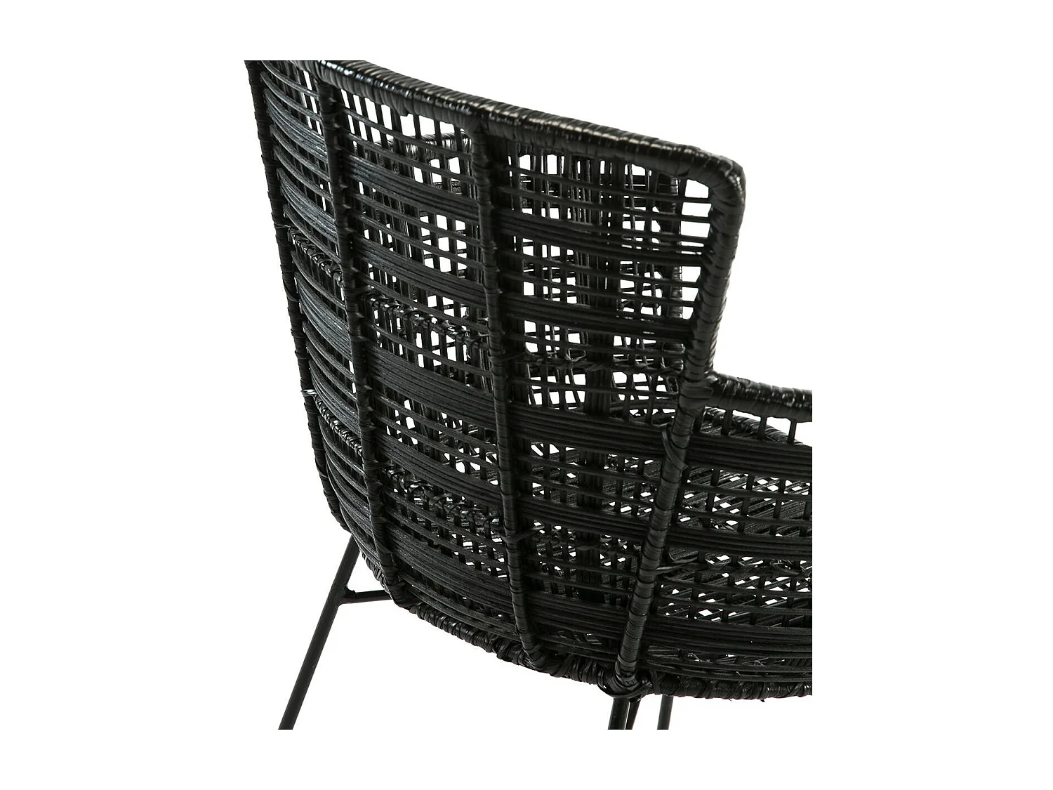 Stoel met rieten armleuningen en zwart metalen poten van Mim's