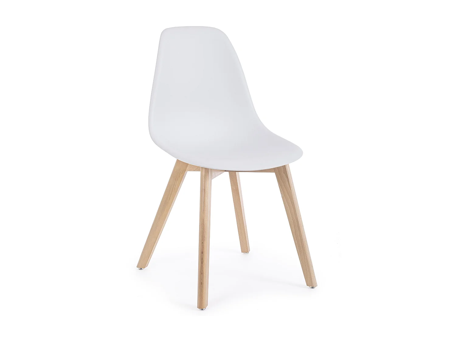 Lot de 4 chaises KAZO – Coque PP renforcée & piétement hêtre-Blanc
