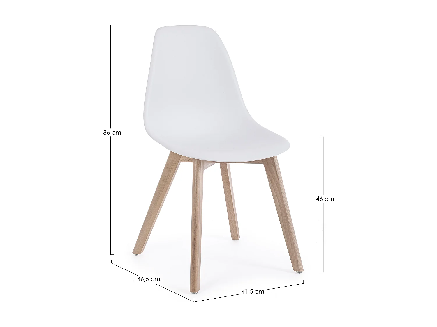 Lot de 4 chaises KAZO – Coque PP renforcée & piétement hêtre-Blanc