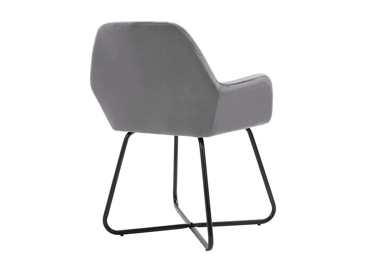 Chaise velours gris et pied métal noir Mikee - Lot de 4