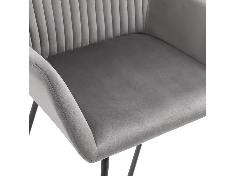 Chaise velours gris et pied métal noir Mikee - Lot de 4