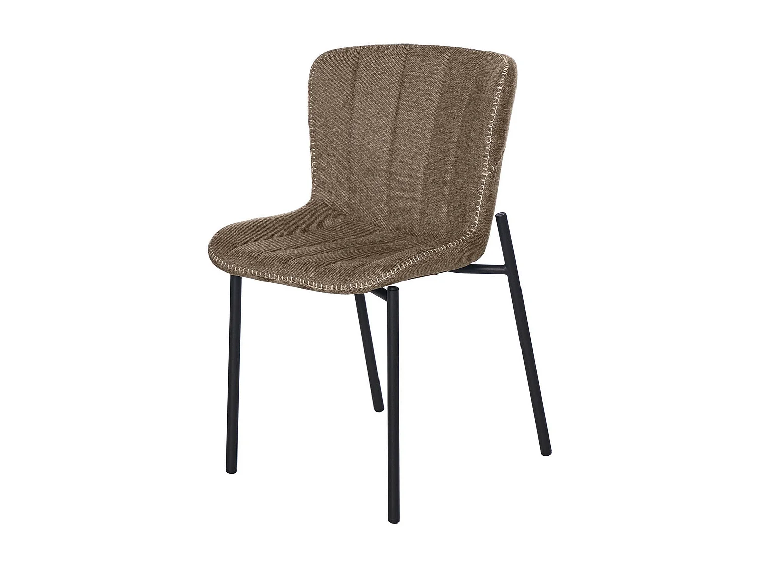 Chaise design tissu marron et pied métal noir Galia