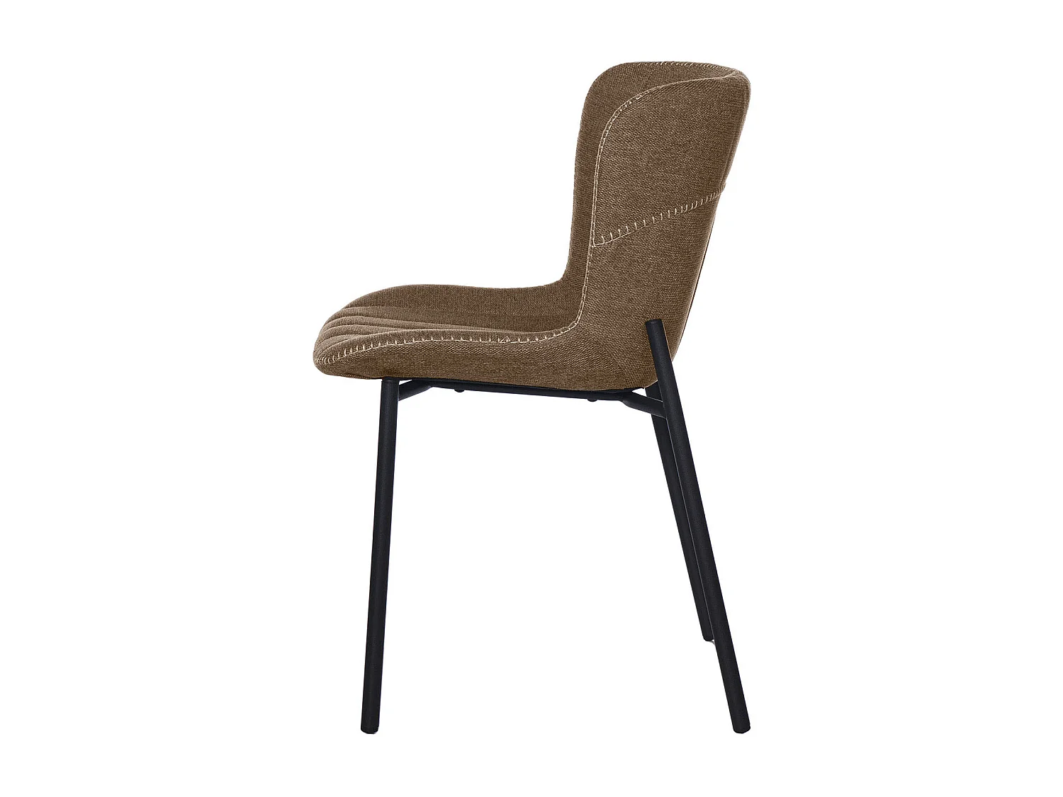 Chaise design tissu marron et pied métal noir Galia