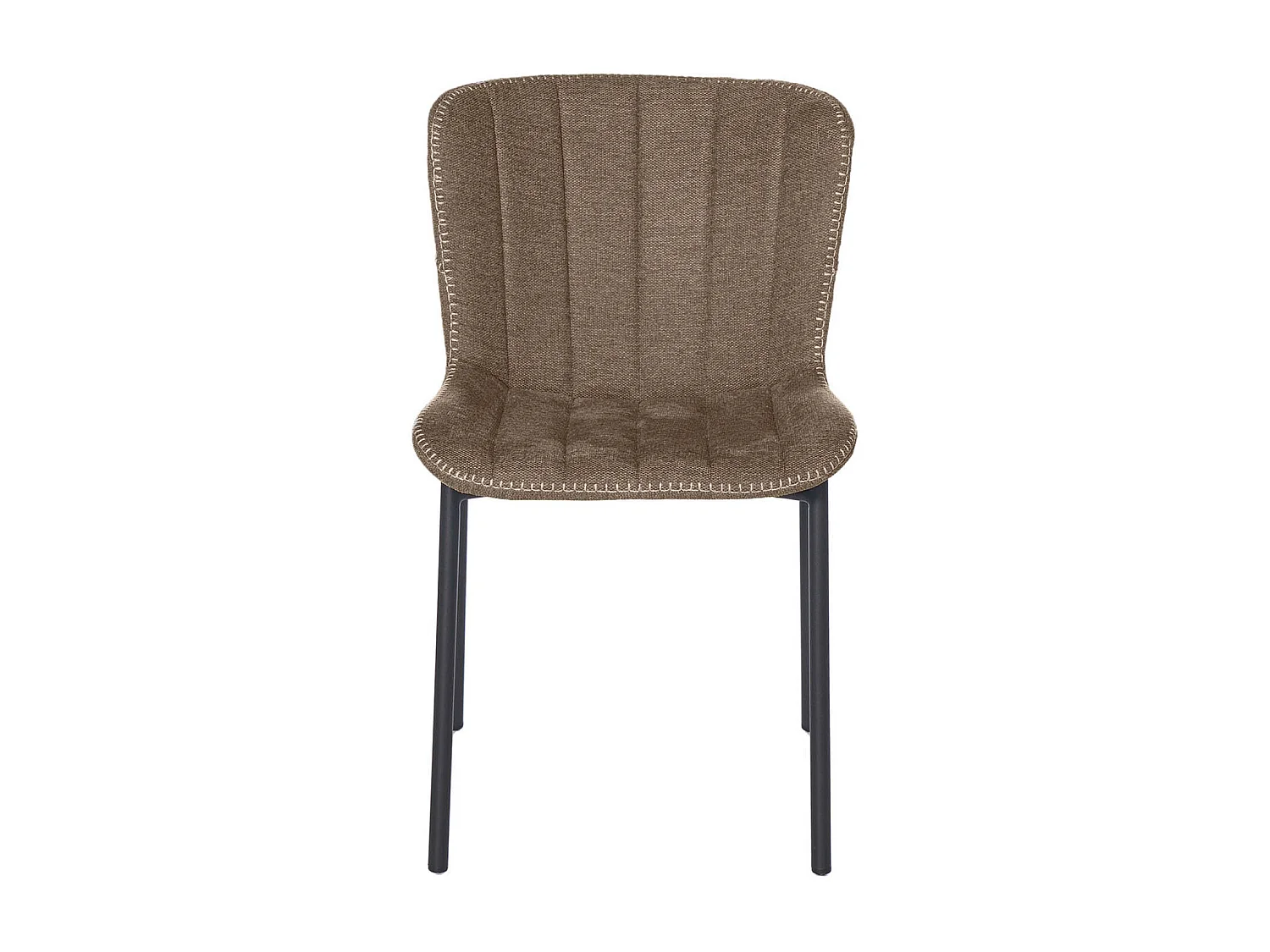 Chaise design tissu marron et pied métal noir Galia