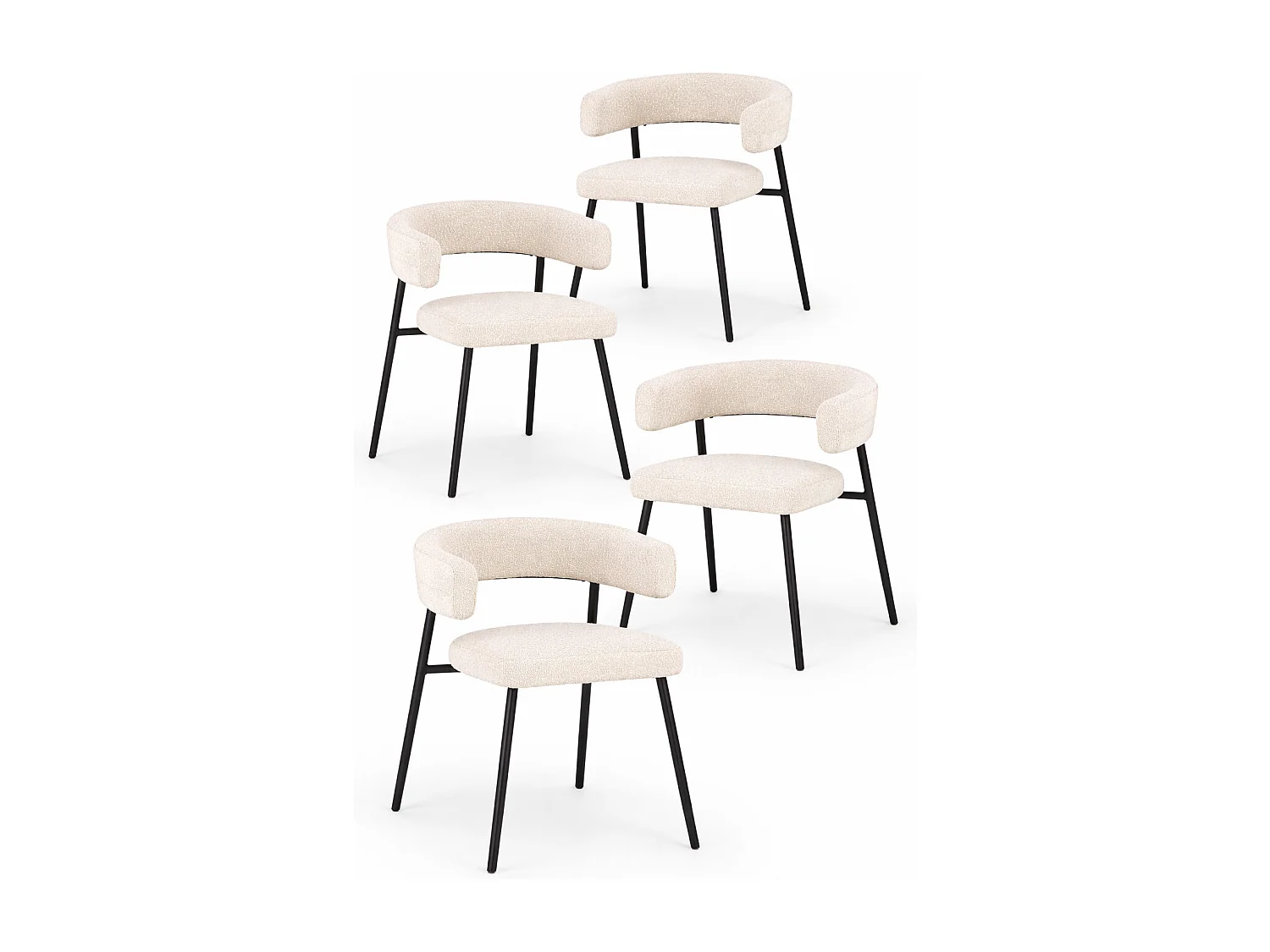 Lot de 4 chaises AMAIA – Confort rembourré & design contemporain-Crème