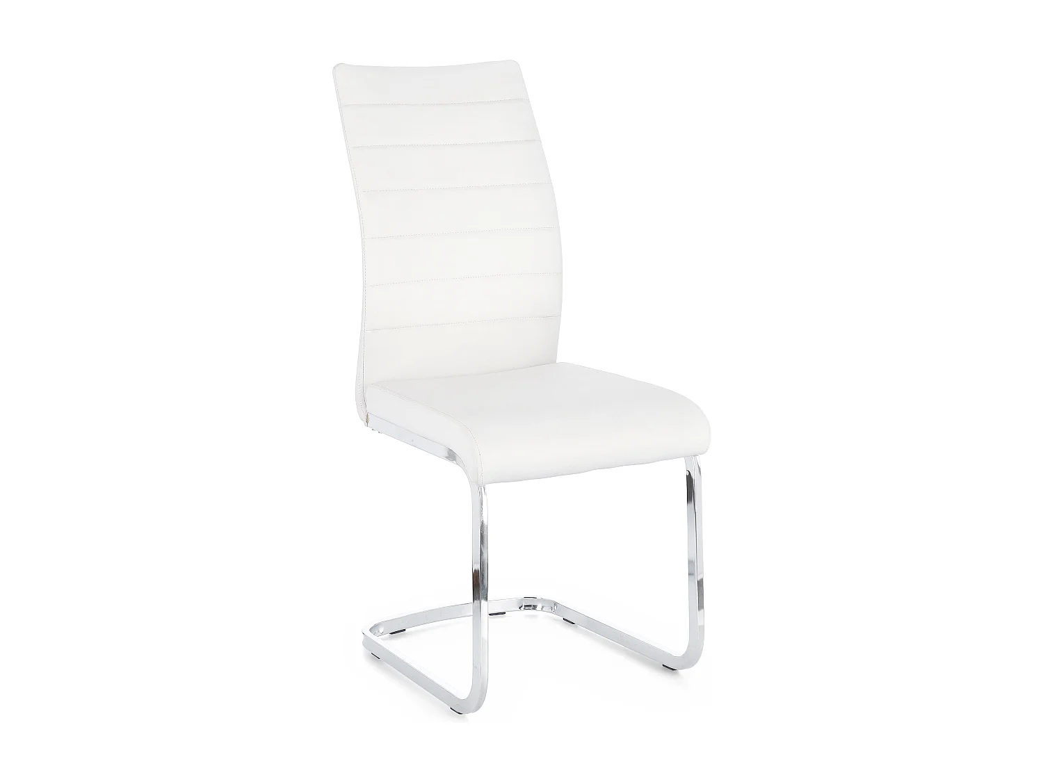 Set van 4 KYRA designstoelen – Kunstleer & verchroomde stalen poten-Kleur Wit