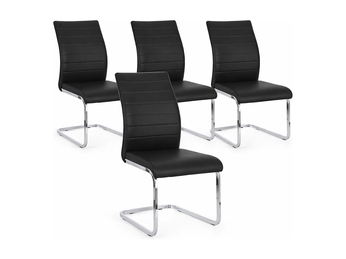 Set van 4 KYRA designstoelen – Kunstleer & verchroomde stalen poten-Kleur Wit