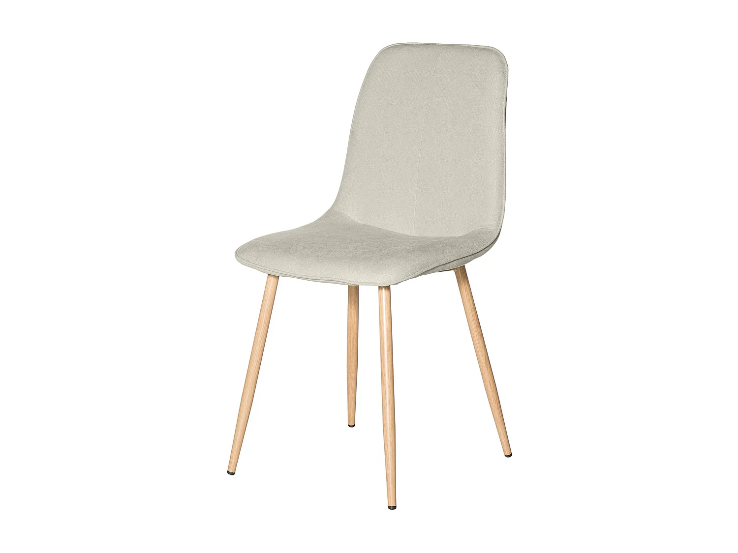 Chaise Klory - Tissu confortable et pied métal éffet bois naturel-Beige clair