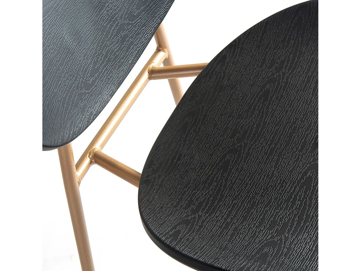 Nivo zwarte ABS-kunststof stoel en goudkleurige metalen poten