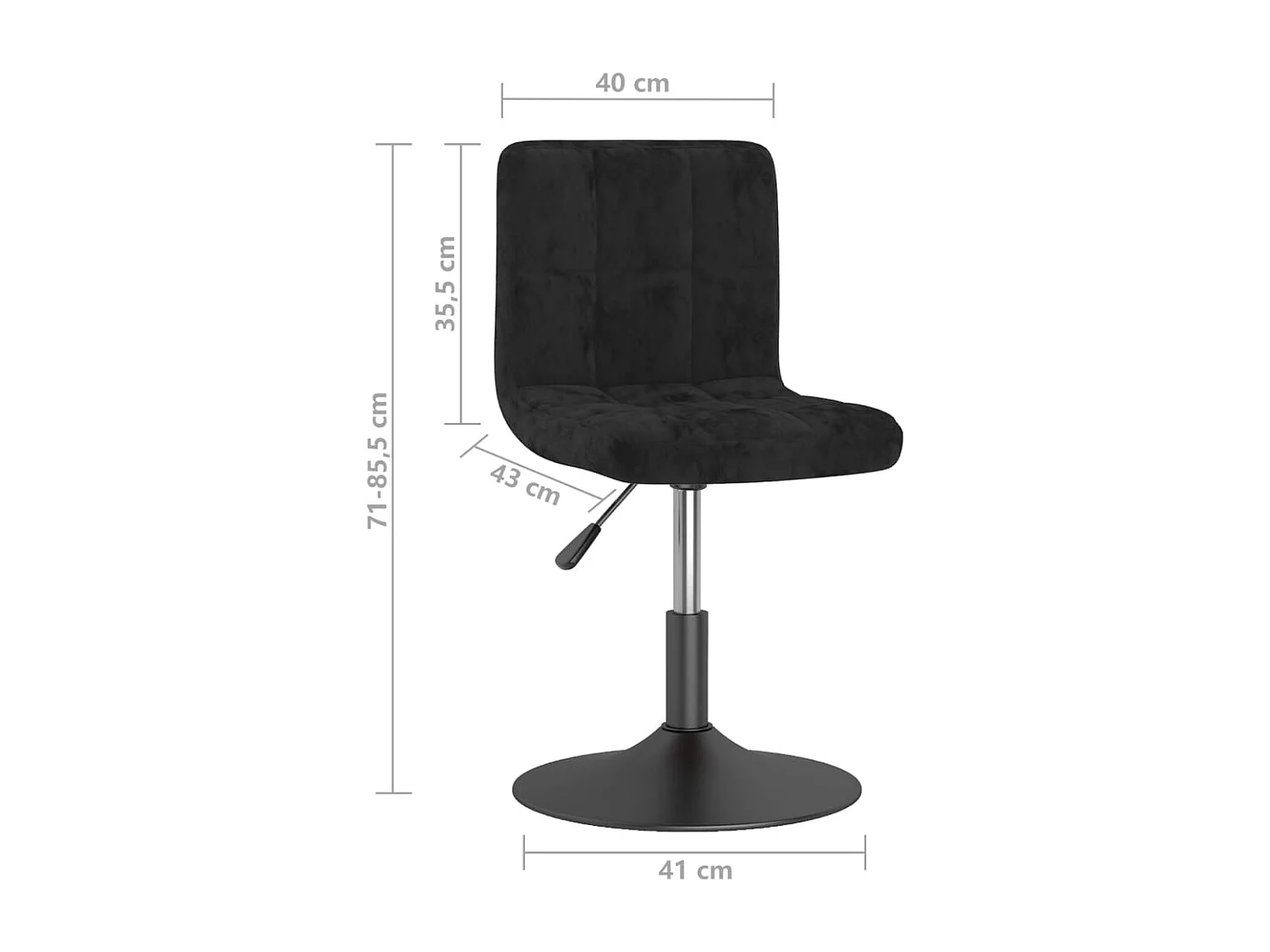 Chaise pivotante de salle à manger 4 pc Noir Velours 23