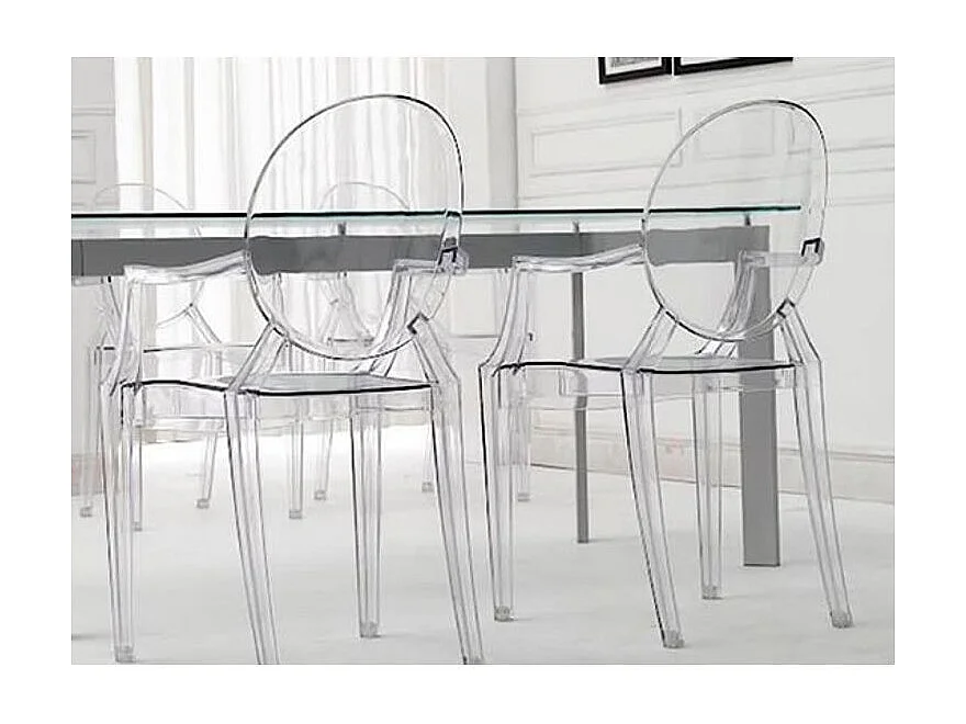 Fauteuil polycarbonate LOUIVA - Elégant et résistant-Transparent