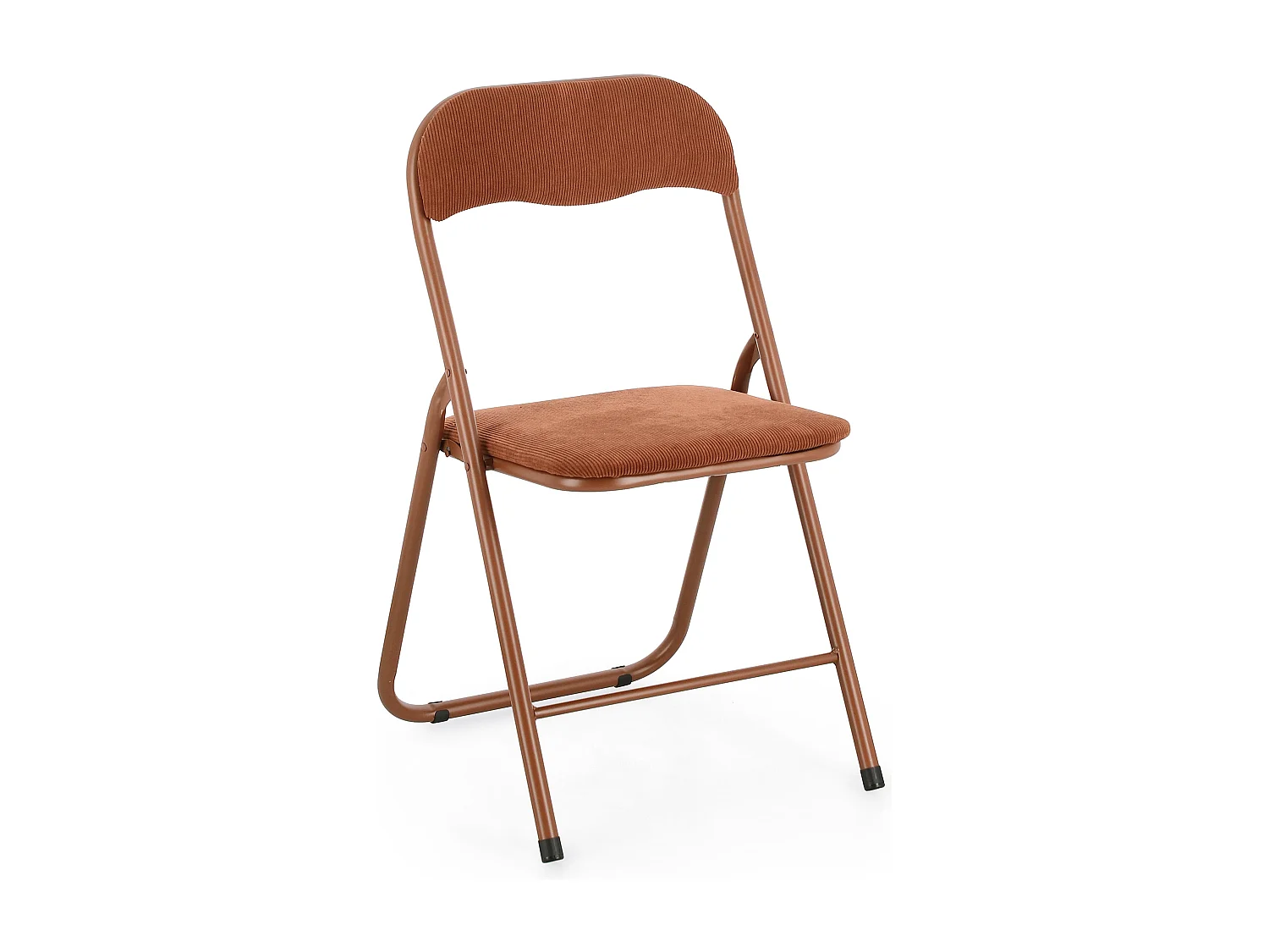 Lot de 6 chaises pliantes KIVA – Assise velours côtelé & pieds en acier-Orange