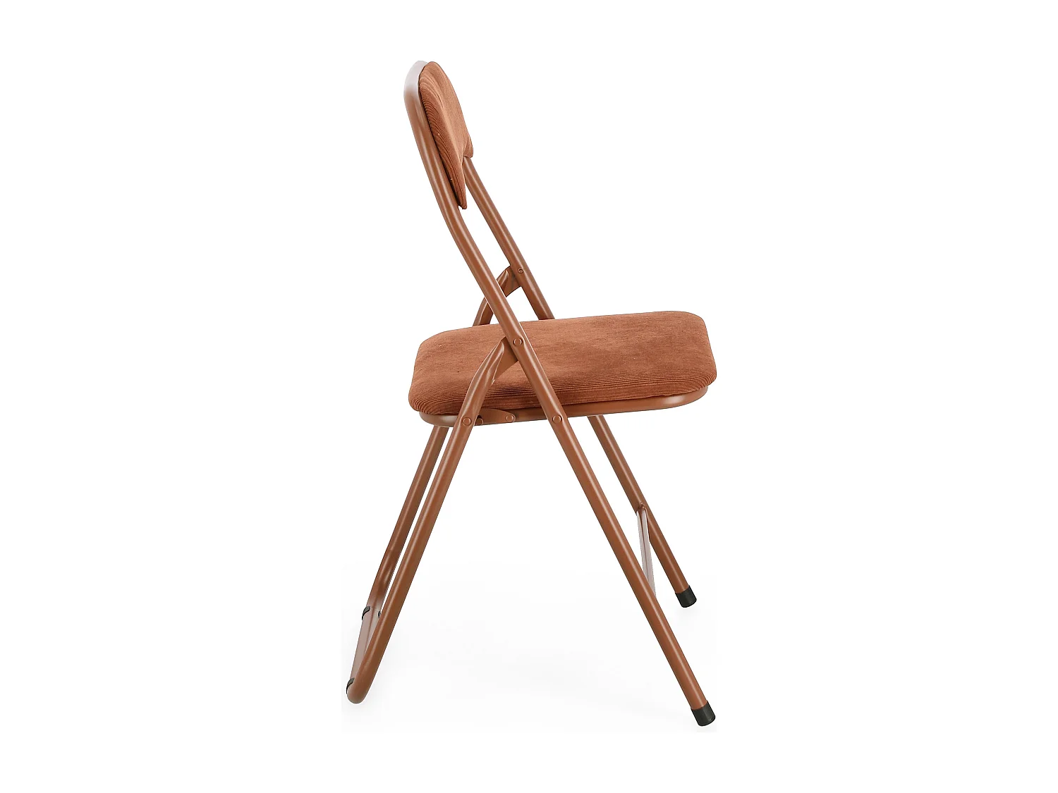 Lot de 6 chaises pliantes KIVA – Assise velours côtelé & pieds en acier-Orange