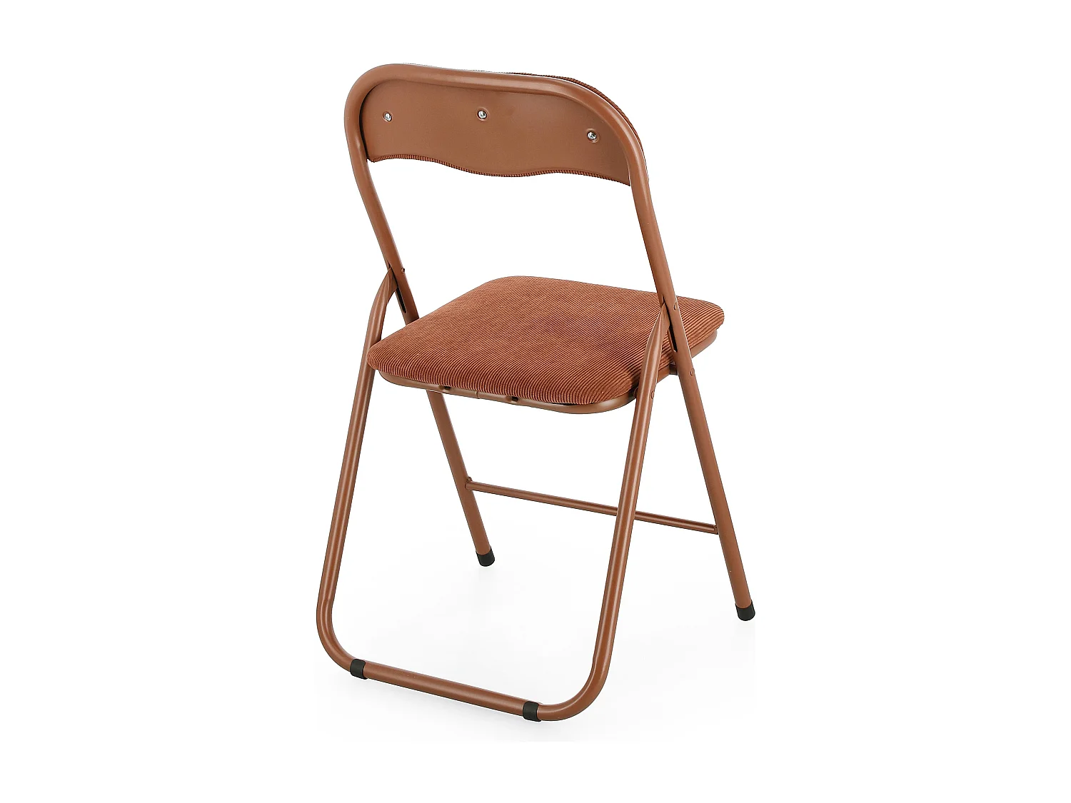 Lot de 6 chaises pliantes KIVA – Assise velours côtelé & pieds en acier-Orange