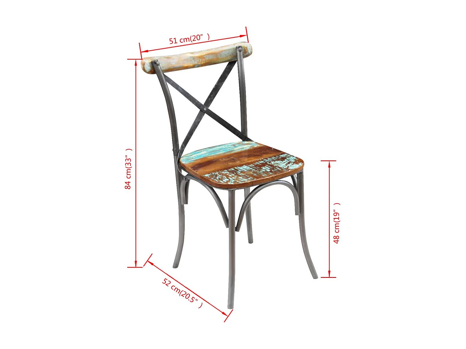 Chaise de salle à manger 6 pc Bois de récupération massif