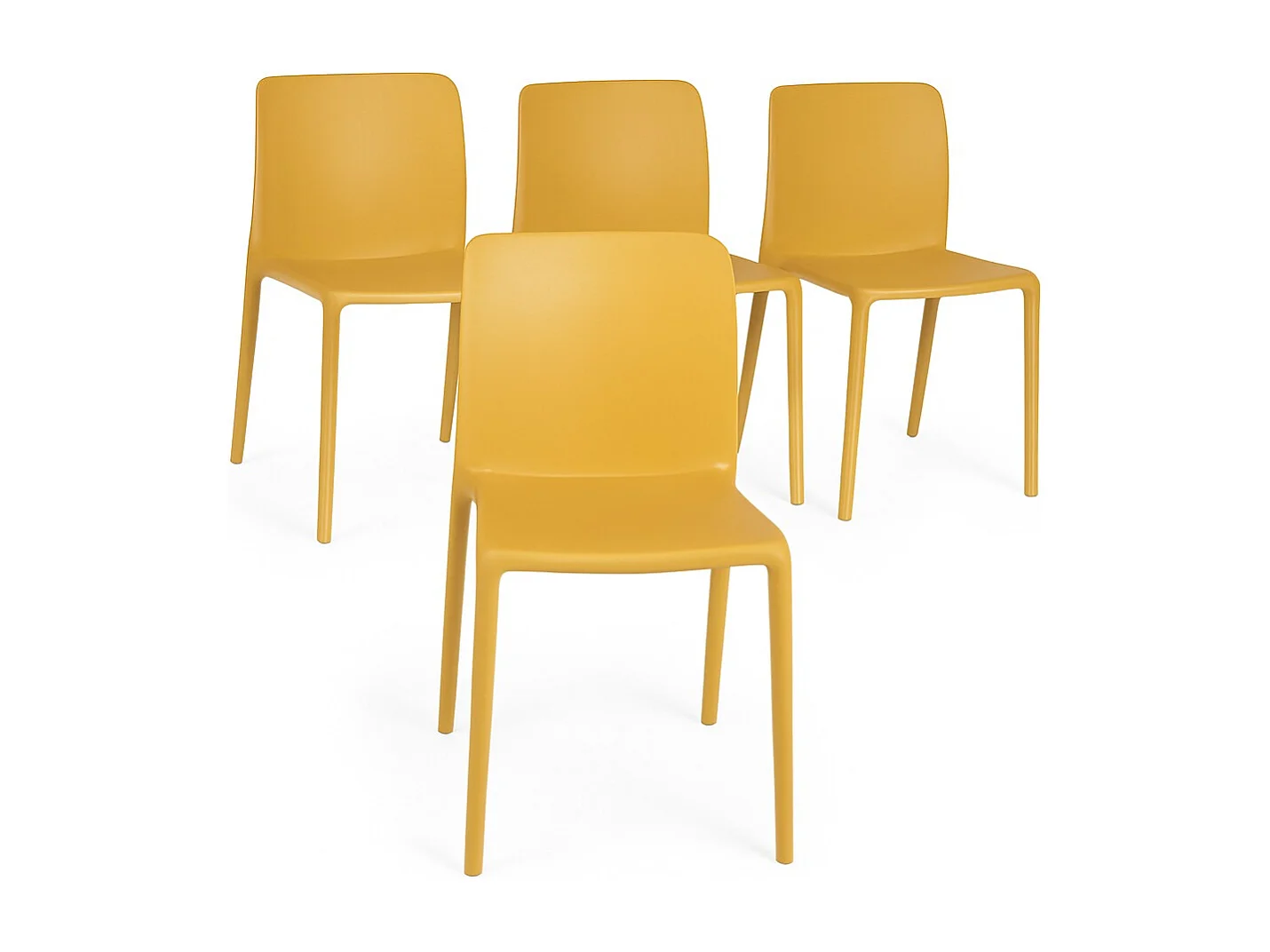 Lot de 4 chaises empilables polypropylène KLOVIS-Jaune
