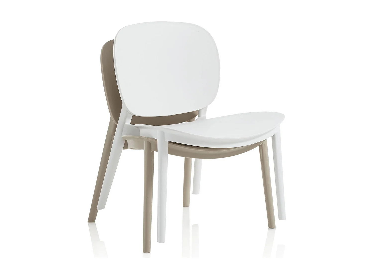 Chaise empilable polypropylène blanc Mohan - Lot de 2
