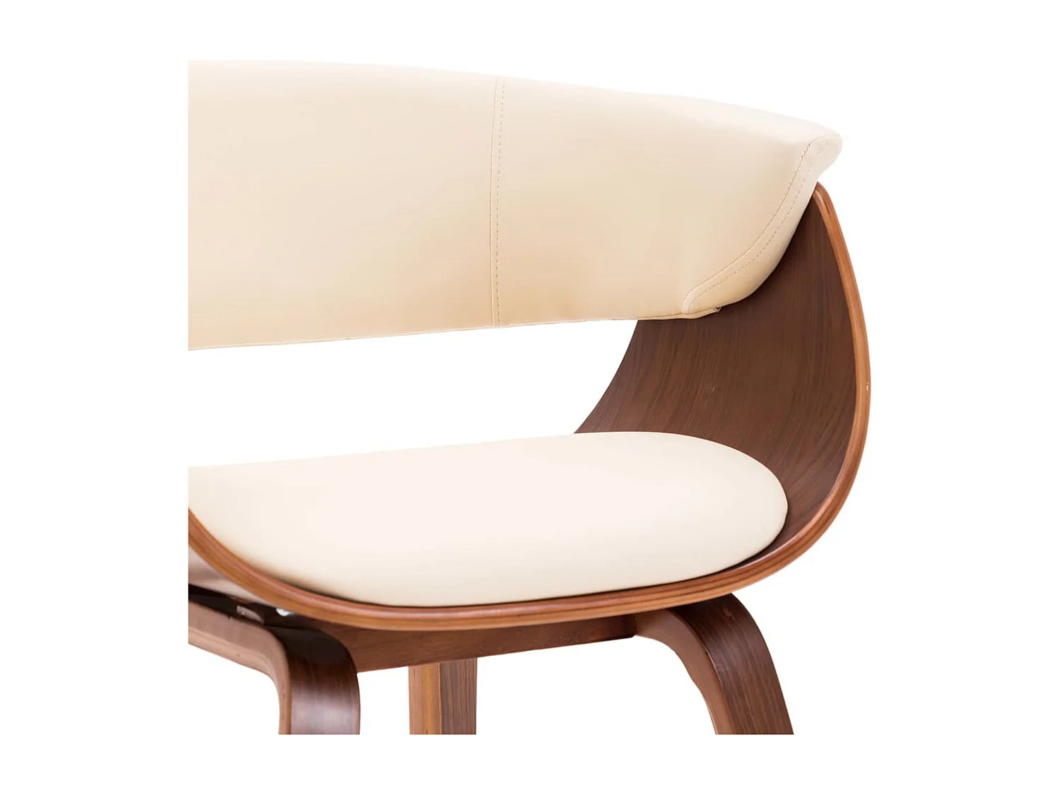 Chaise de salle à manger bois marron courbé et similicuir beige Kobaly- Lot de 4