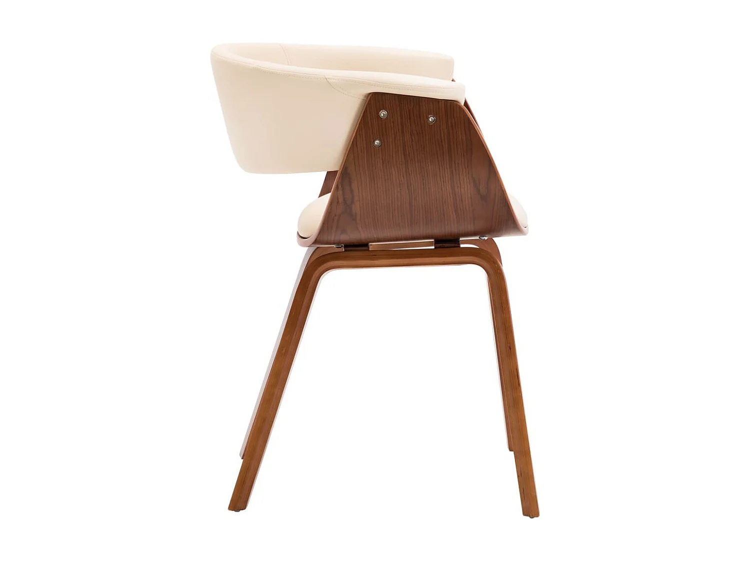 Chaise de salle à manger bois marron courbé et similicuir beige Kobaly- Lot de 4