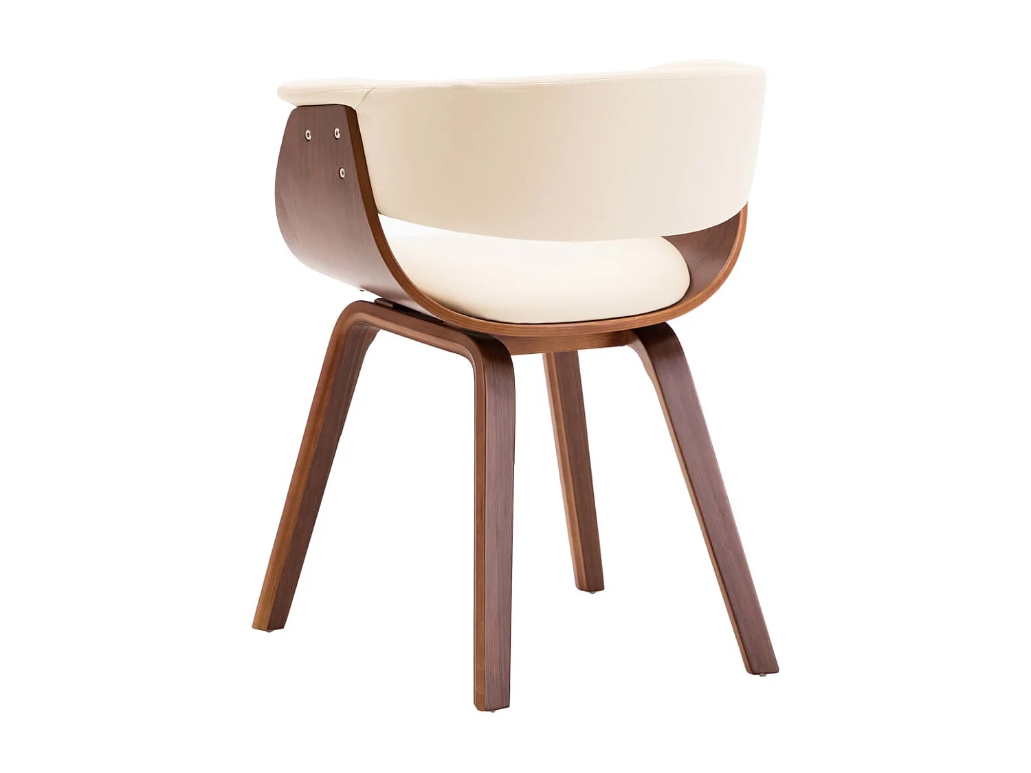 Chaise de salle à manger bois marron courbé et similicuir beige Kobaly- Lot de 4