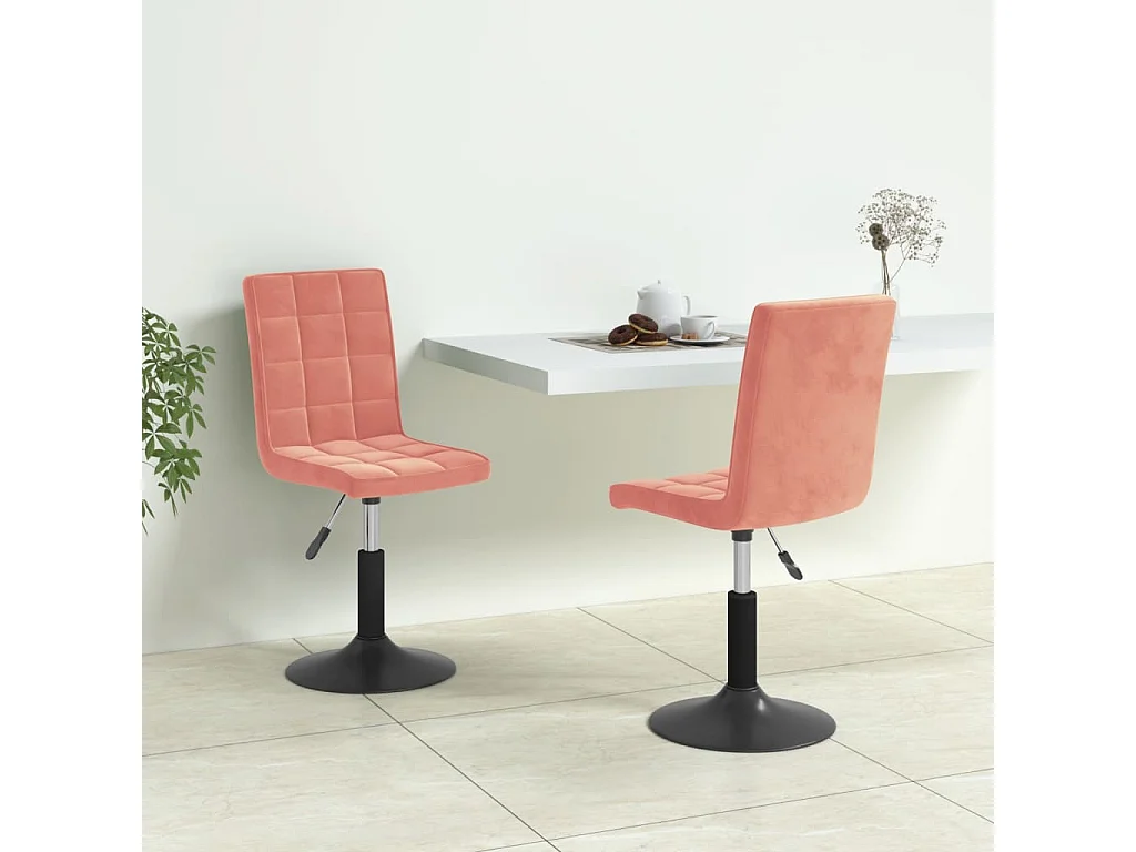 Chaise pivotante de salle à manger 2 pc Rose Velours 55