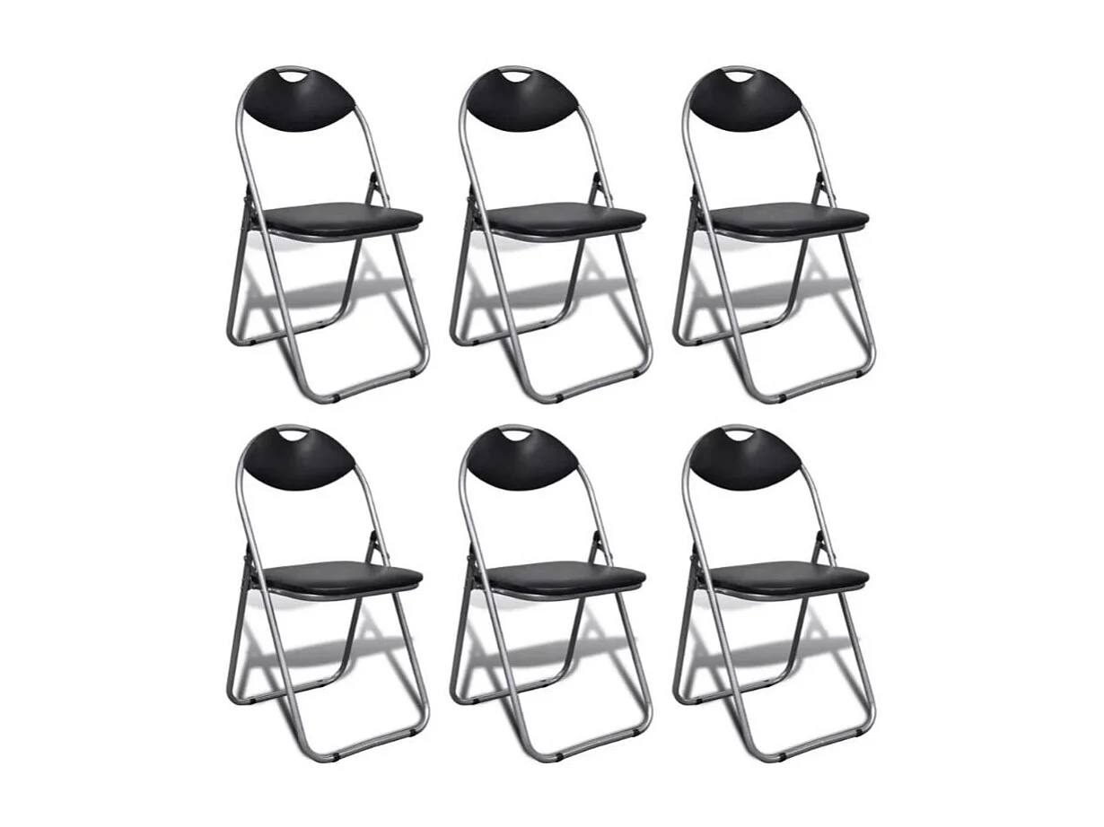 Chaise simili cuir noir et pied métal chromé Karel - Lot de 6