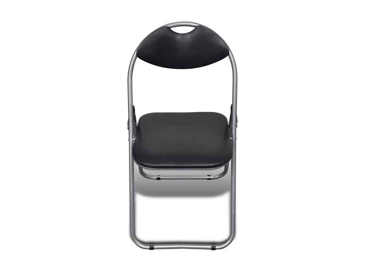 Chaise simili cuir noir et pied métal chromé Karel - Lot de 6