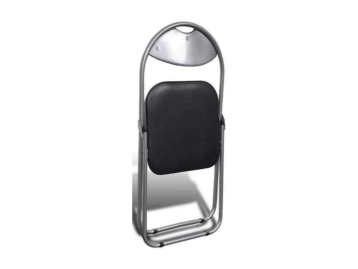 Chaise simili cuir noir et pied métal chromé Karel - Lot de 6