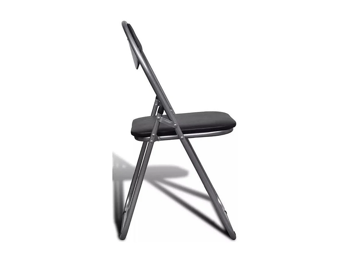 Chaise simili cuir noir et pied métal chromé Karel - Lot de 6