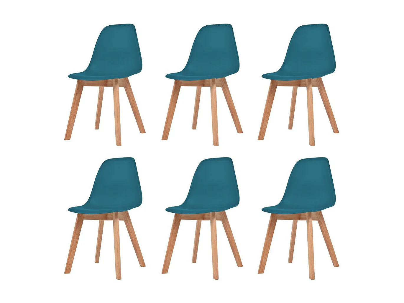 Chaise de salle à manger 6 pc Turquoise Plastique 2