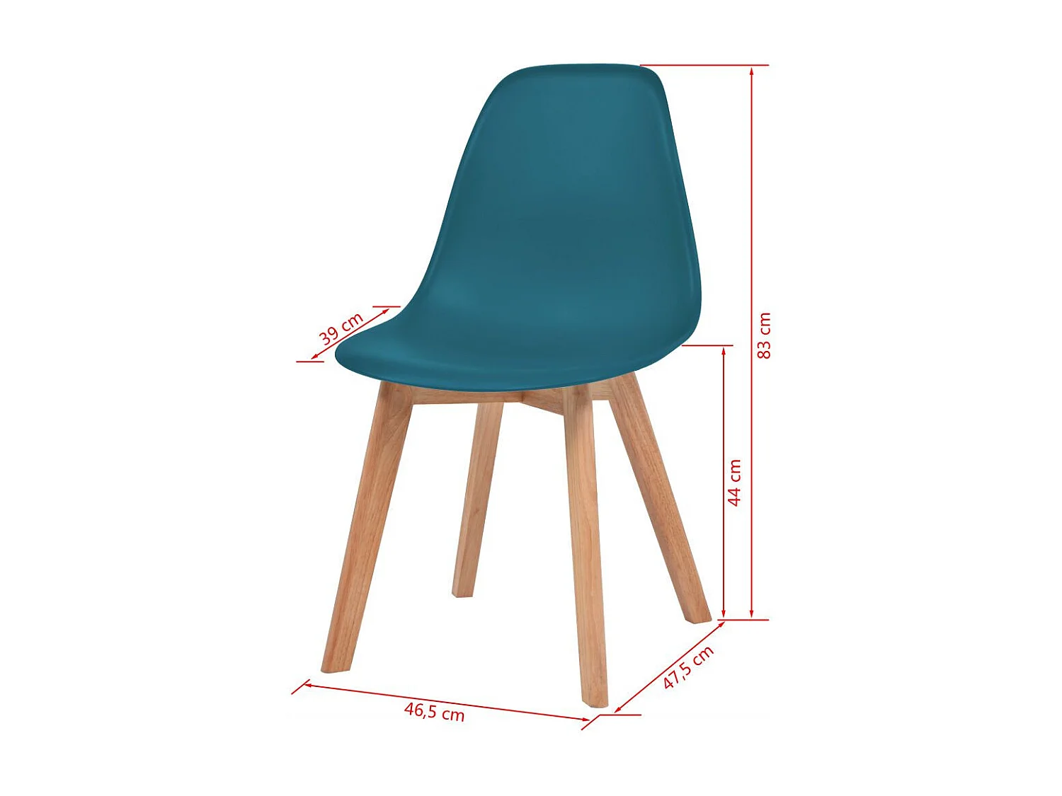 Chaise de salle à manger 6 pc Turquoise Plastique 2