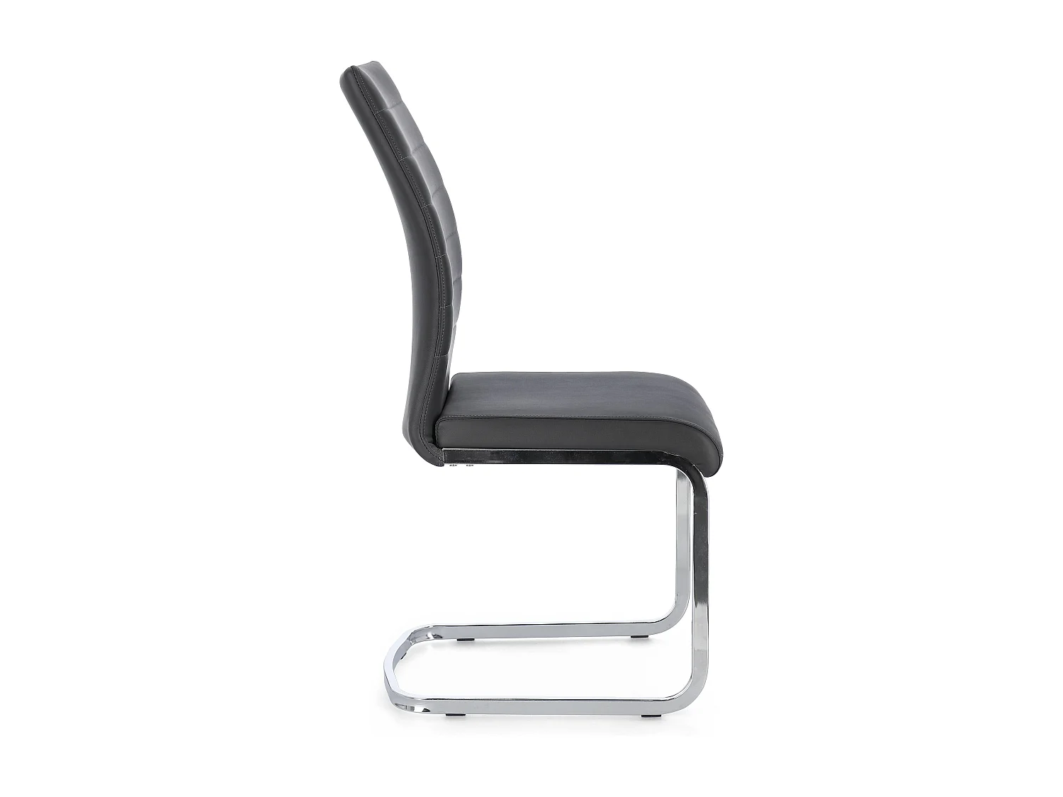 Lot de 4 chaises design KYRA – Simili cuir & pieds acier chromé-Gris foncé