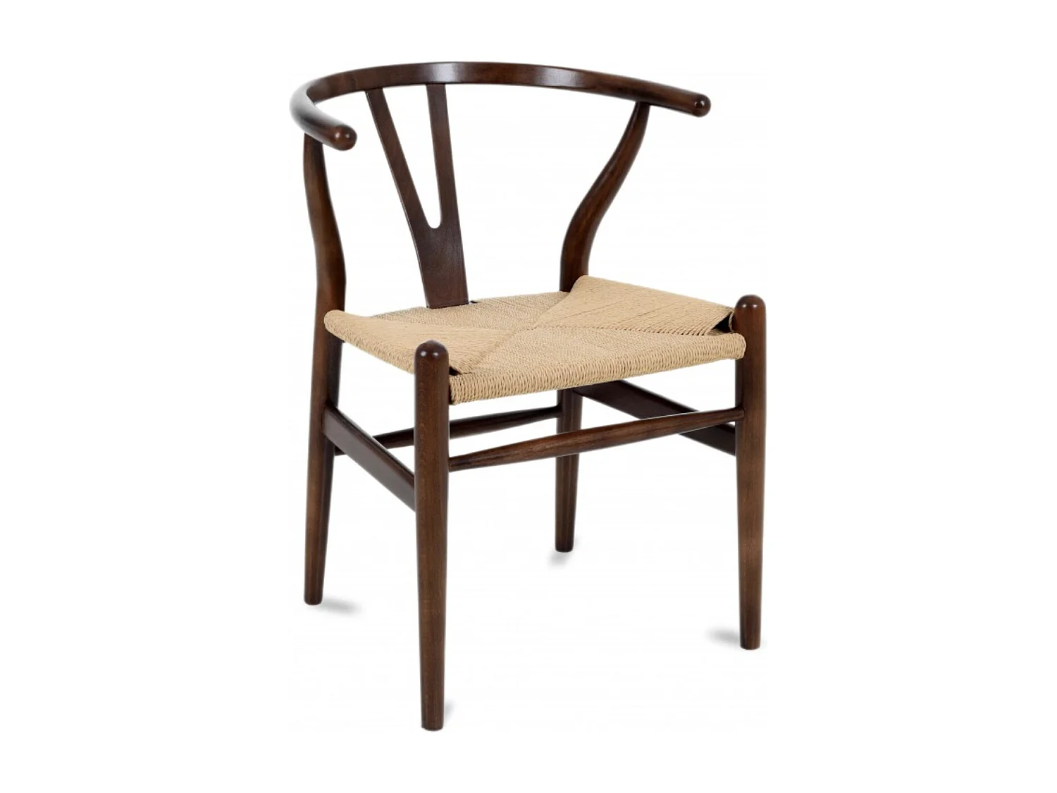 Chaise en bois de noyer et aise en corde en fibre naturelle Ponka