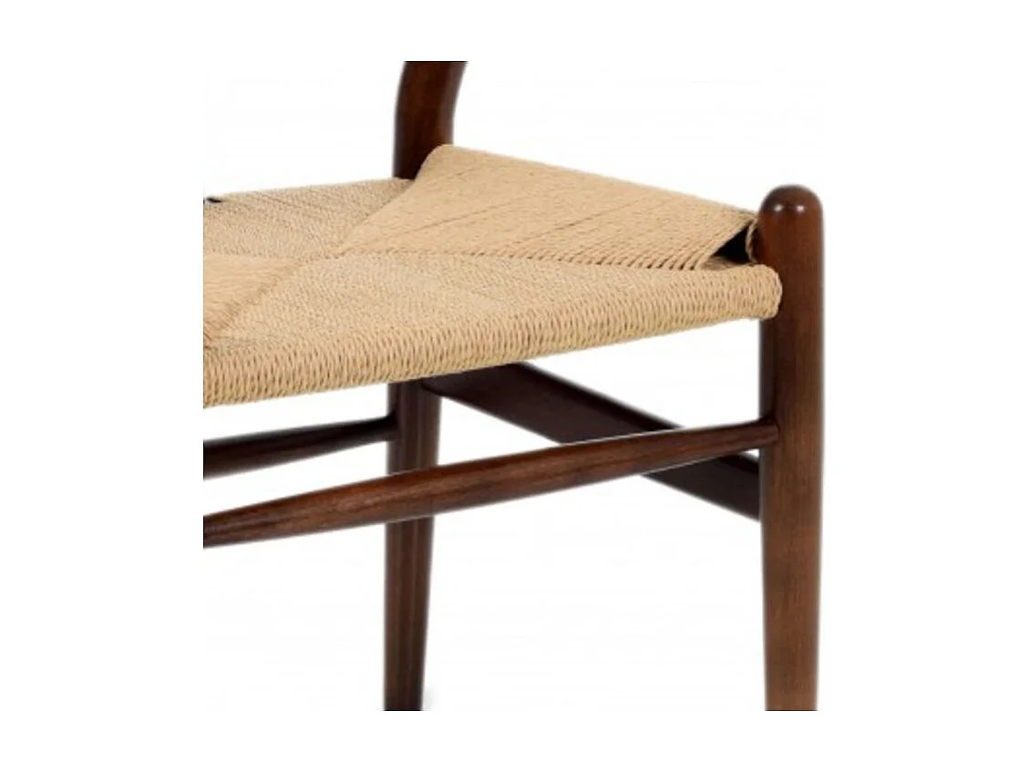 Chaise en bois de noyer et aise en corde en fibre naturelle Ponka