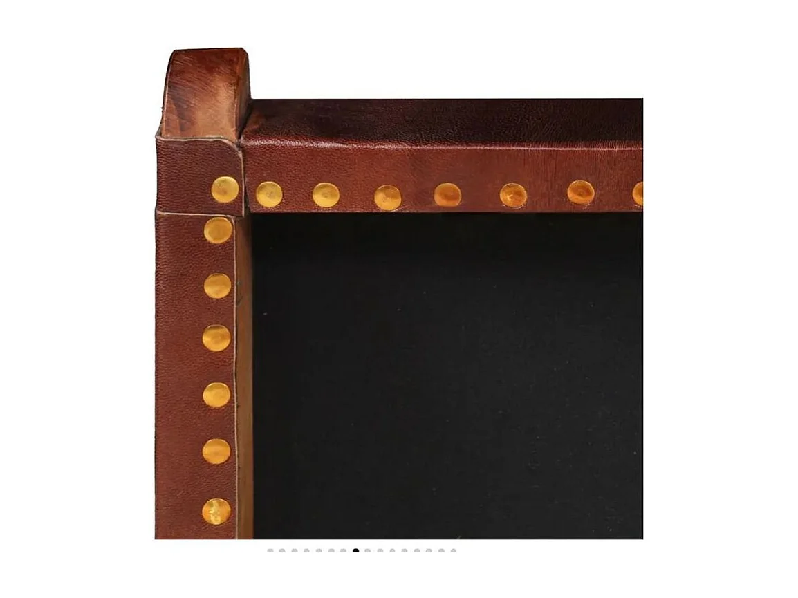 Chaise pliante cuir marron et acacia laqué foncé Manilou