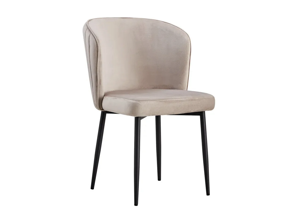 Lot de 4 chaise en velours et pied métal noir Kosmi-Beige foncé