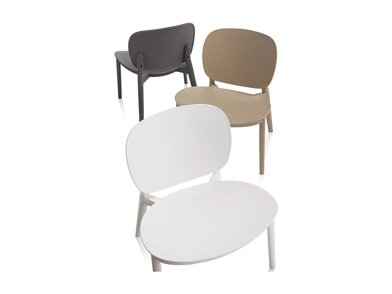 Chaise empilable polypropylène gris Mohan - Lot de 2