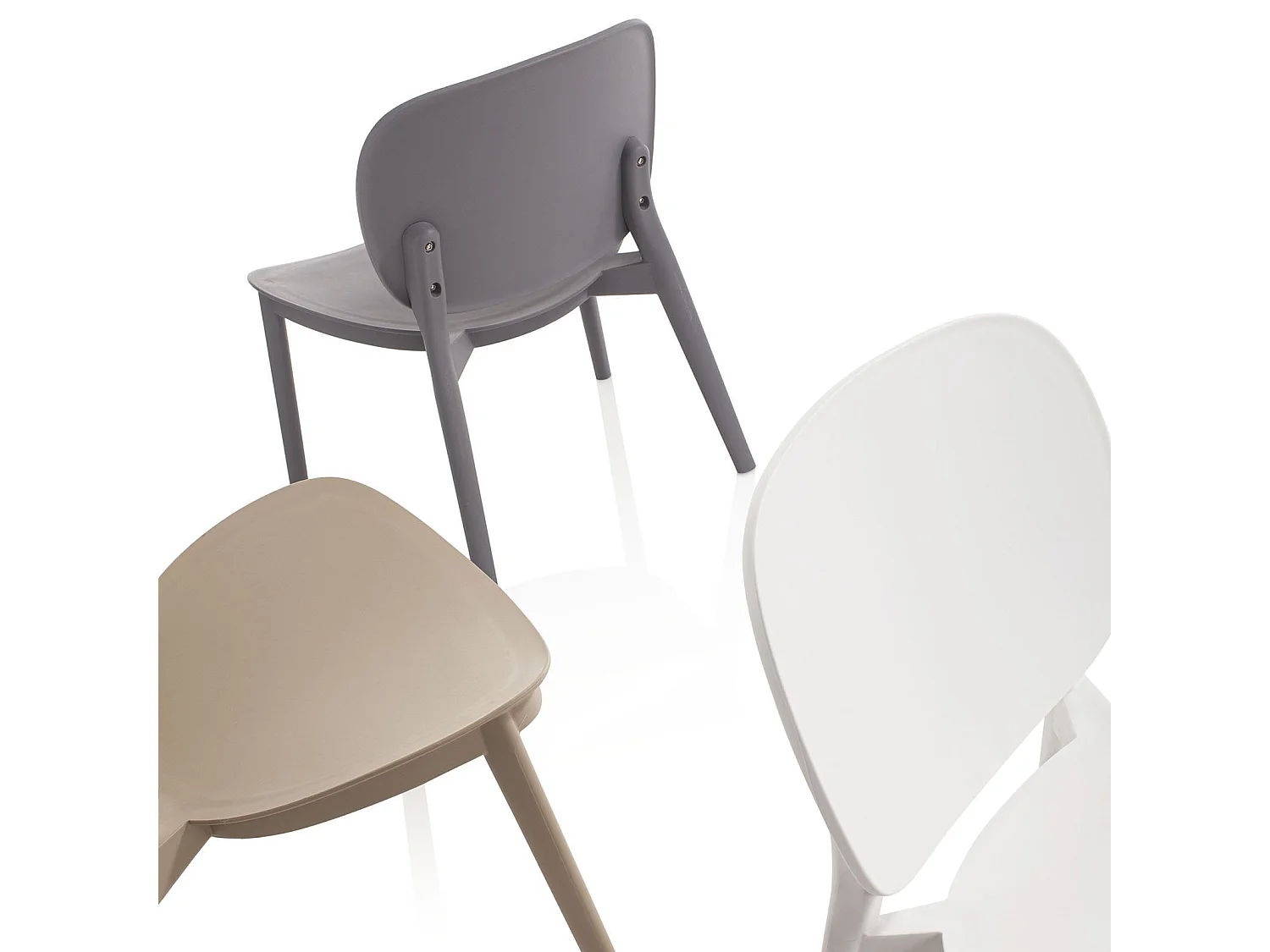 Chaise empilable polypropylène gris Mohan - Lot de 2