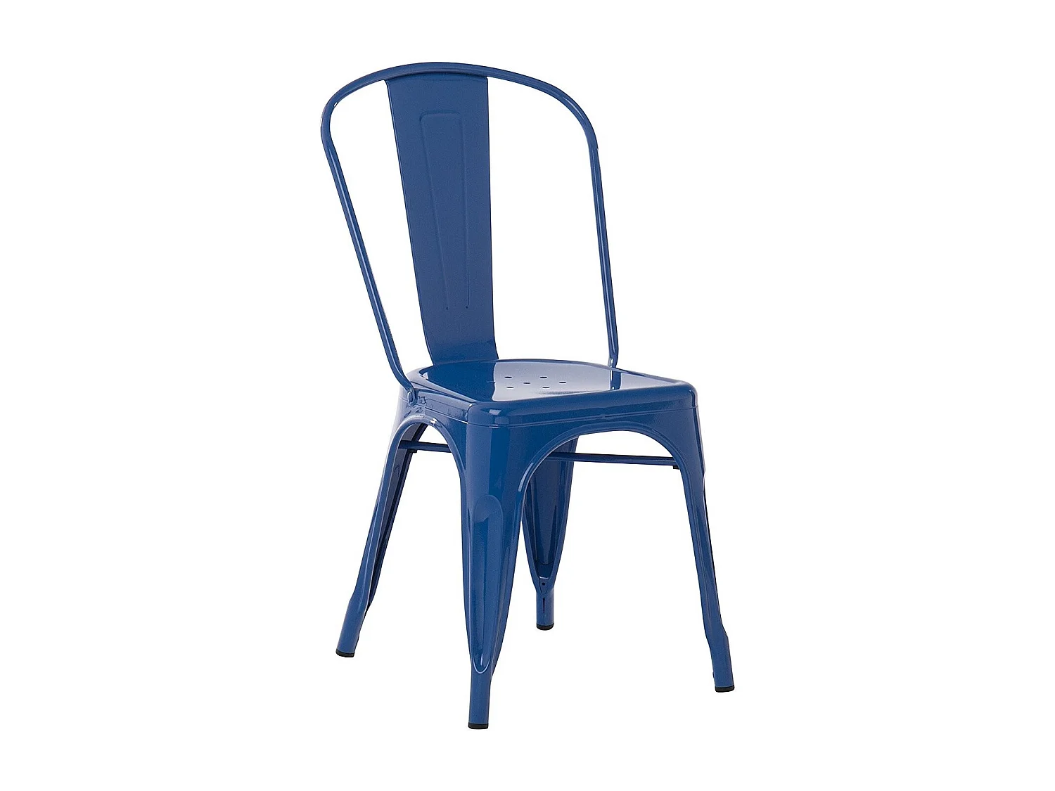 Chaise industrielle en acier brillant KONTOIR-Bleu foncé
