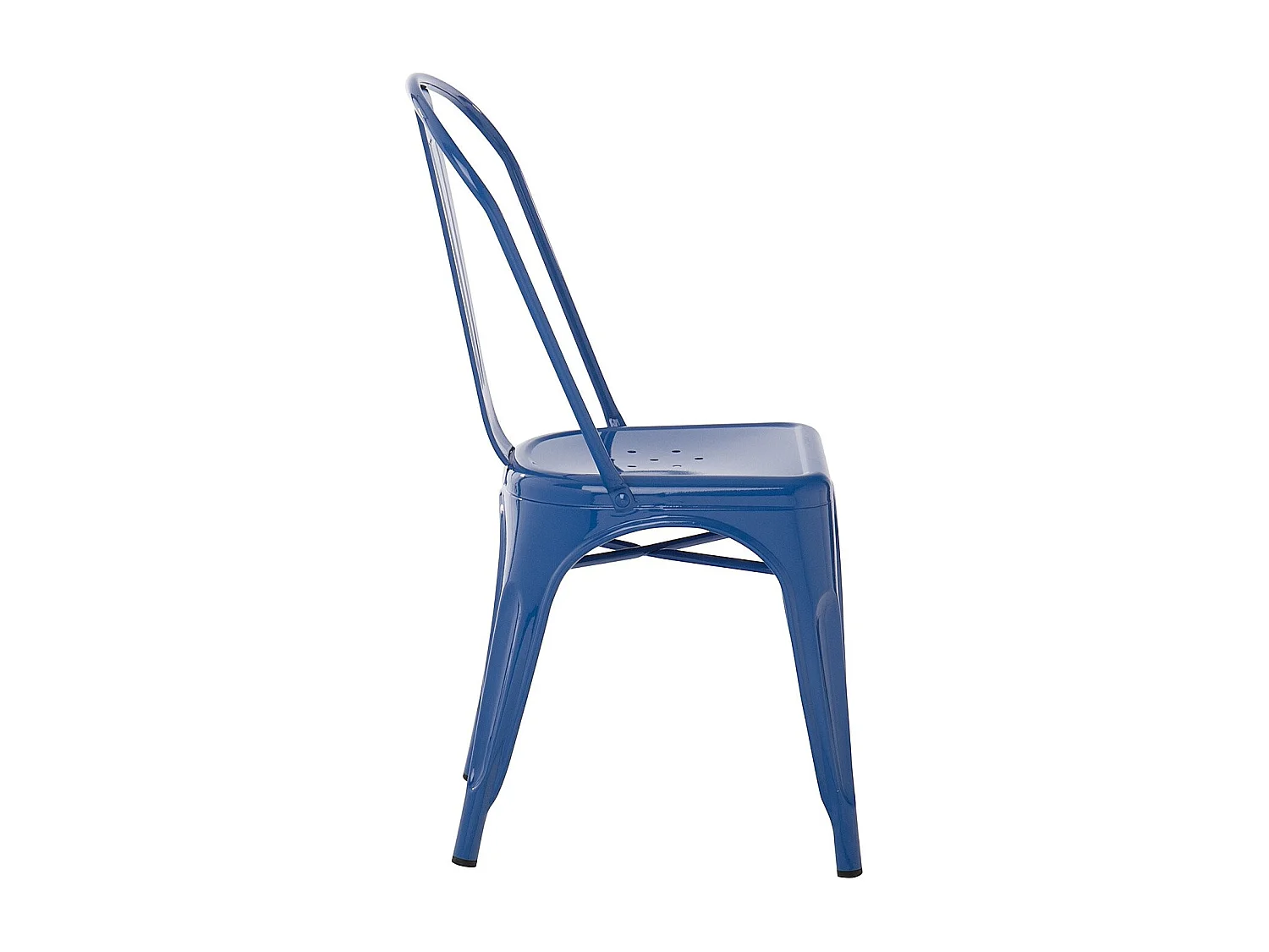 Chaise industrielle en acier brillant KONTOIR-Bleu foncé