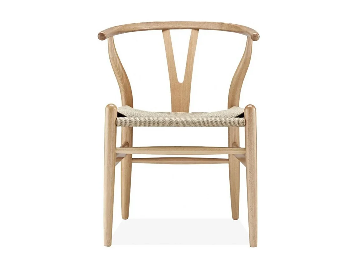 Kinki stoel, handgesneden natuurlijk beukenhout en touw van natuurlijke vezels